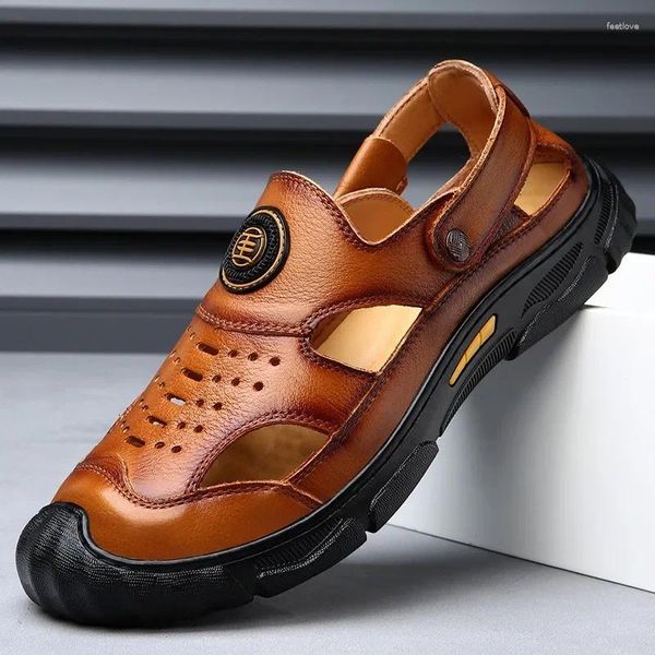 Sandali Summer Hollow Mash Shoes Designer Roman Designer morbido Sollevato Outdoor Beach Casual's Casual Sold Color Man