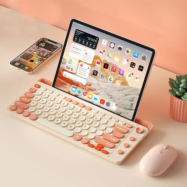 Tastaturen MoFII MOFII Wireless Bluetooth -Tastatur mit Kartensteckplatz auf Wiederaufladung von 2,4 g USB -drahtlosen Tastatur und Mauskamm für Pad Phone Laptop PC