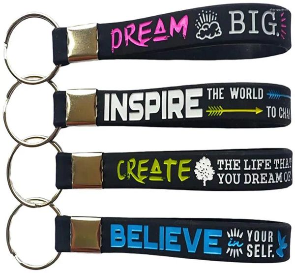 Schlüsselanhänger (12 -Pack) Dream glauben Inspire Create - Motivational Zitat Silicon Inspirierende Geschenke und Partybevorzugungen