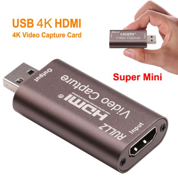 Lens Rullz 4K Sesli Video Yakalama Kartı HDMI - USB 2.0 Mini Edinme Kartı Canlı Akış Plakası Kamera Anahtarı Oyun Kayıt Kurulu