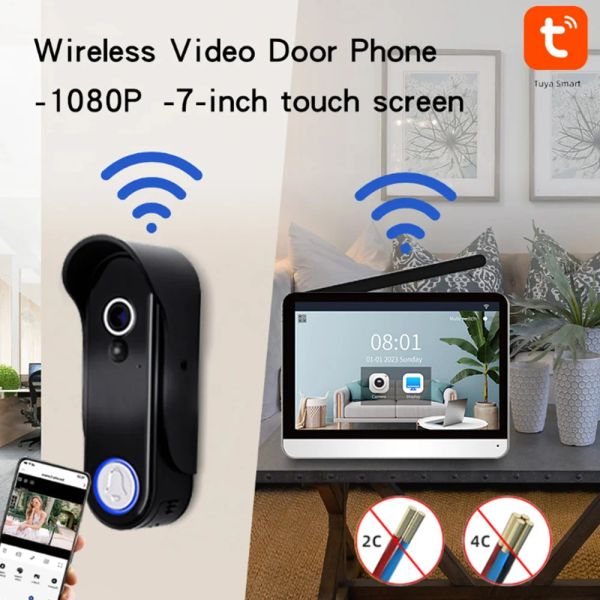 Telecamere Video Intercom WiFi Tuya 1080p Wireless Intercom Intercom Fareorcan Fareorman Camera da 7 pollici Monitoraggio touch screen Porta telefono Porta