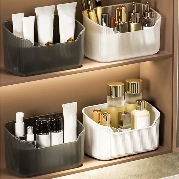 Organizzazione Worthbuy Cosmetic Storage Box Organizzatore di trucco di grande capacità CAMERA BAGNI BAGNA MULTIFUNZIONALE Organizzatore di stoccaggio mobile a specchio multifunzionale