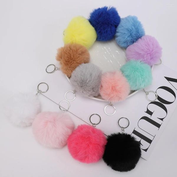 Keychains 12 PCs Simulação Fur Ball Keychain Modetas da moda Backpack Saco Acessórios para celular Carra de pelúcia Pingente Pingente anel