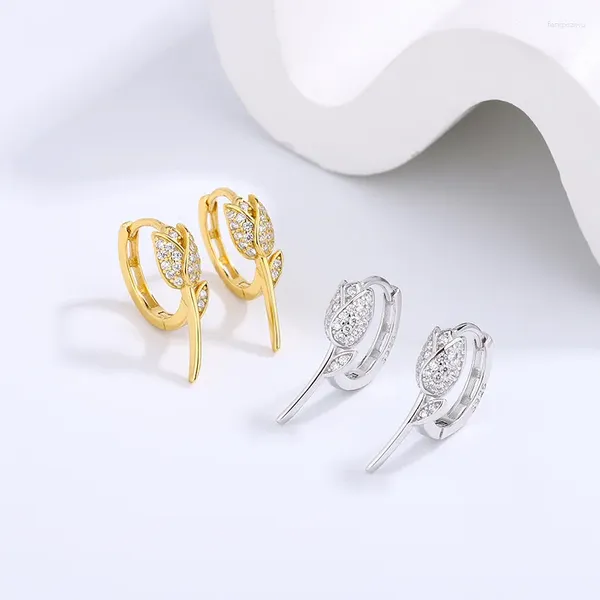 Gestüt Ohrringe Fashion S925 Sterling Silber Rose für Frauen Ein Paar Einfach und vielseitig Full Diamond Ohrschnalle Kurzer Schmuck