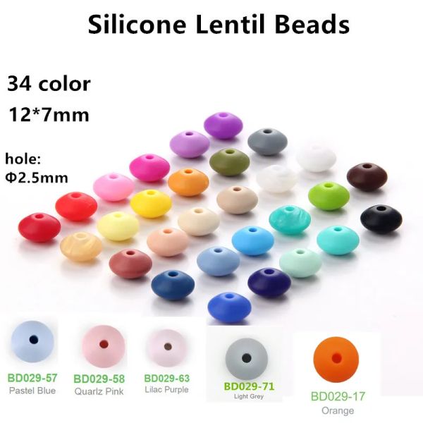 Perlen Chengkai 50pcs 12*7mm BPA kostenlos Silikon Linsen Teether Perlen DIY Baby Schnuller Abacus Kaut Juwelier Spielzeuggeschenk -Zubehör