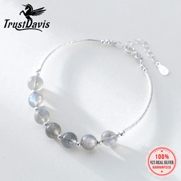 BRACELLETS TRUSTDAVIS 100% 925 Sterling Silber Armband Natursteinmondone Bracelets für Frauen Fein Schmuck Großhandel DA1433