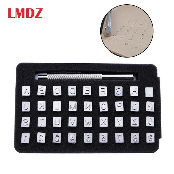 LMDZ 36pcs M/6mm Stahlbette Number Stempel Stempel Set Leder Bastelstempel Stempel Lederschnitzdichtung Lederhandwerk Stempel 240419