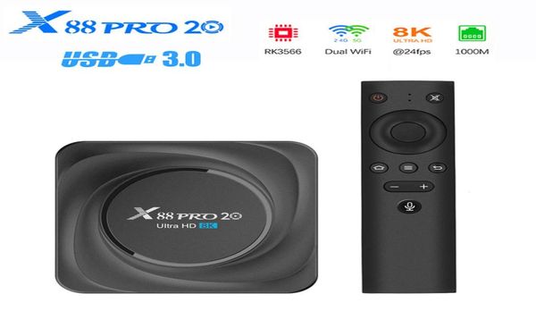 X88 Pro 20 TV Box Android 11 8GB RAM 128GB 4GB 64GB 32GB ROCKCHIP RK3566 SUPORTE GOOGLE ASSISTANT X88PRO Media Player9465896