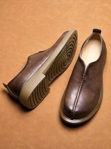 Scarpe casual in pelle di alto livello uomo di successo uomo slip-on oxfords fatto abito formale a mano morbido abito formale abito maturo maschio maschio