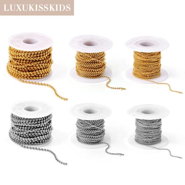 Collane Luxukisskids perline Catene Vendita 10 metri/rotolo fai -da -te per collana di gioielli 1,5/2/3 mm a sfera rotonda in acciaio inossidabile 316L NO catene di dissolvenza