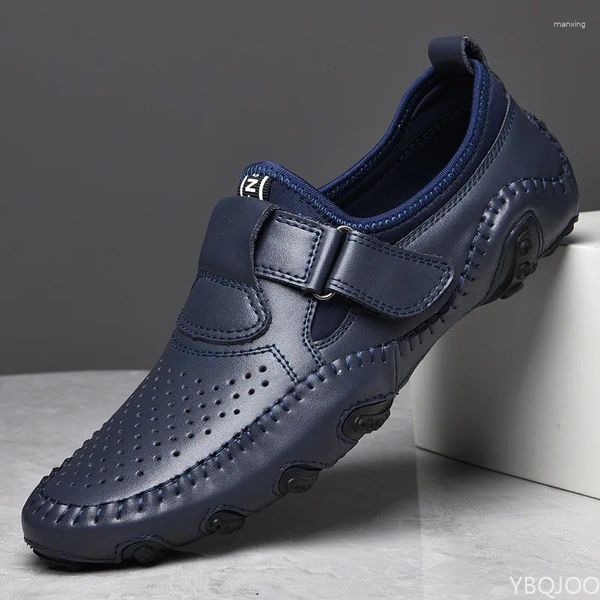 Lässige Schuhe Slipper echter Lederschlupf auf Männern Marke Blue Lofer Man Mocasines Hombre atmungsaktive Wohnungen Sommerschuhe