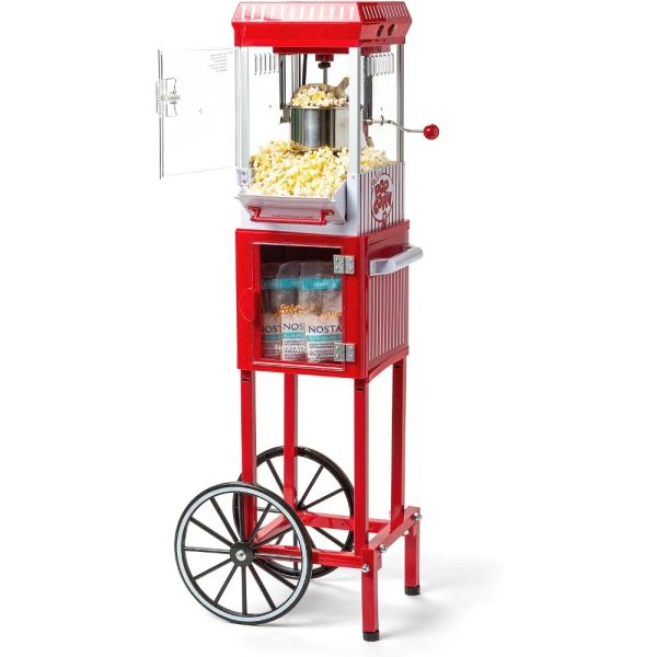 Maker Popcorn Maker Machine Professional Cart con 2,5 once Kettle costituisce fino a 10 tazze di popcorn vintage per il cinema