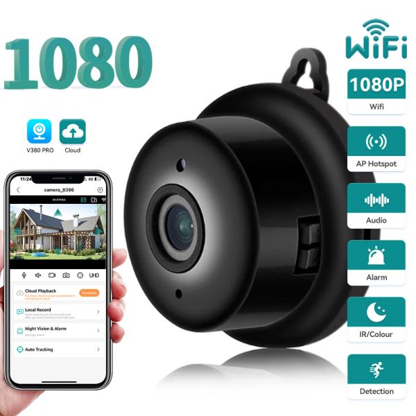 Monitore Mini WiFi IP -Kamera HD 1080p Wireless Innenkamera Nachtvision Zwei -Wege -Audiobewegungserkennung Babyphone V380