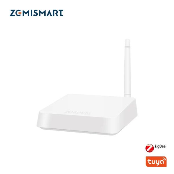 Controle Zemismart Tuya ZigBee Hub com Antenna Smart Home Bridge Wired Gateway com Network Cable Smart Life App Control ZigBee Dispositivos