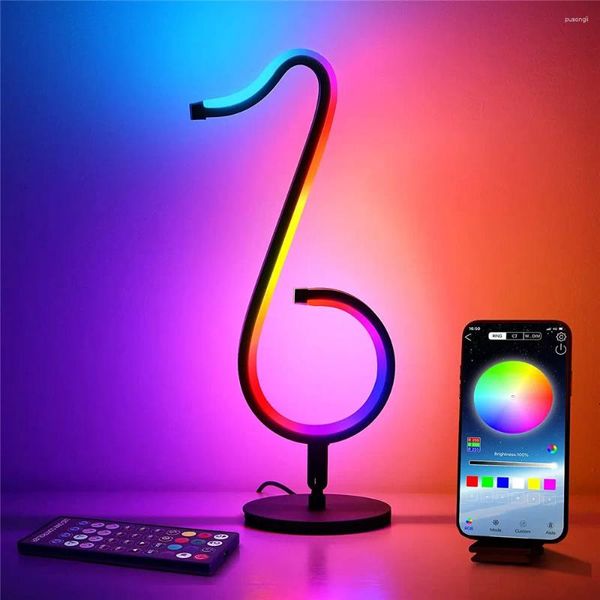 Nachtlichter bunte Musik Note Tisch Lampe Bluetooth dimmbare Umgebungs -Wandauto -Desktop -LED für Home Ornaments Geschenke