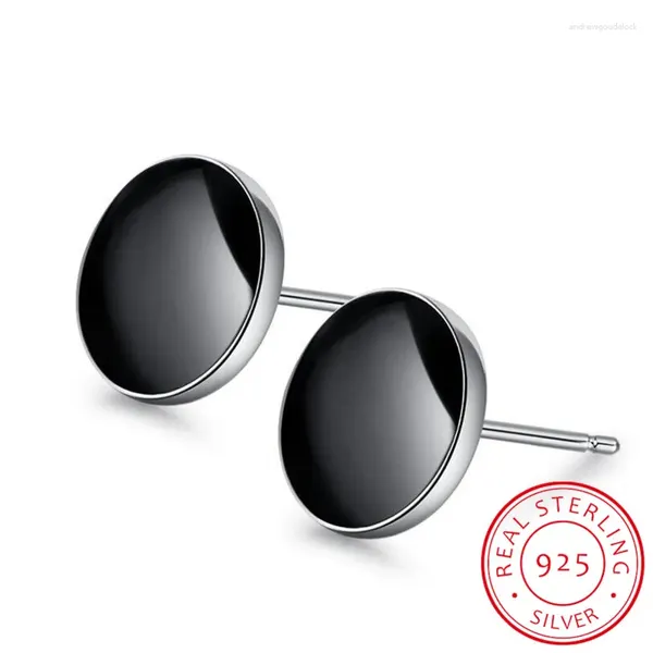 Brincos de garanhão Moda 925 STERLING SLIM BLACK Vinil Spot para homens e mulheres Brincos de Prata Silver Jewelry S-E187