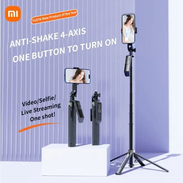 Staffe Xiaomi Selfie Stick Bluetooth Bluetooth Remote Control Stabilizzatore Staffa portatile Pan Tilt Camera Telefono Mobile Streaming Quadpod