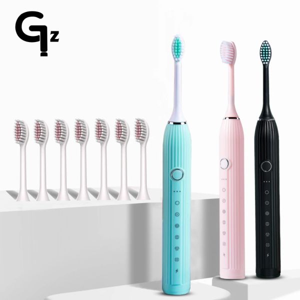 Heads Gezhou Sonic Electric Dente Sprobrush N105 Set Case di spazzolini da denti USB per adulti con teste a spazzolatura a dente 5 Modalità Smart Tempo