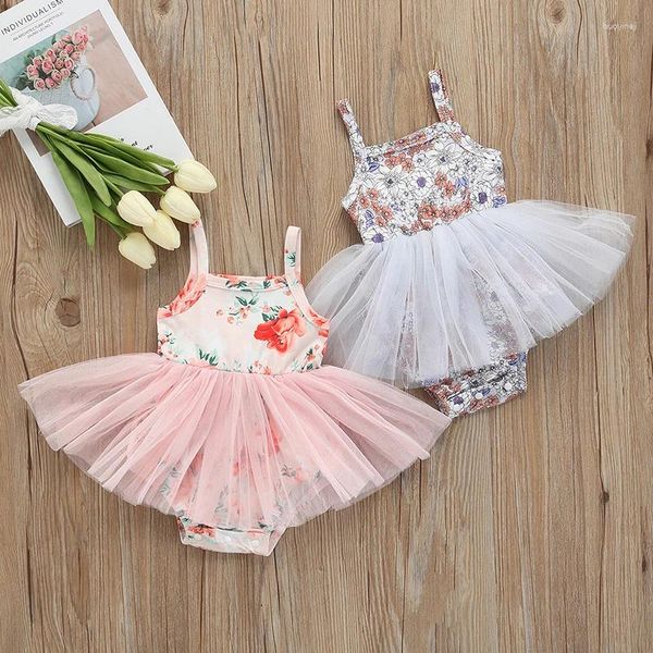 Rompers Princesa verão bebê garotas macacão vestido de macacão sem mangas Impressão de malha de malha de malha de malha de malha de malha para roupas de praia ao ar livre