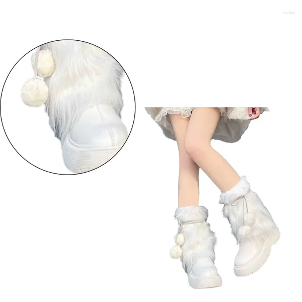 Frauen Socken Gothic Punk Harajuku Plüsch mit künstlichem Leder Verband Bowknot warmer pelziger Abdeckhülle