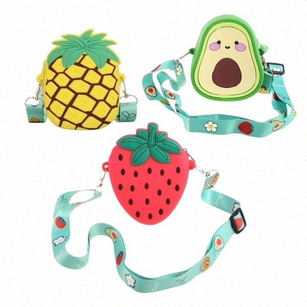 Silice Avocado Strawberry Crossbody Coin Borse Kid Toddler per bambini Palza Moletta regolabile Cingcio Pacchetto da viaggio per le vacanze O0QX#