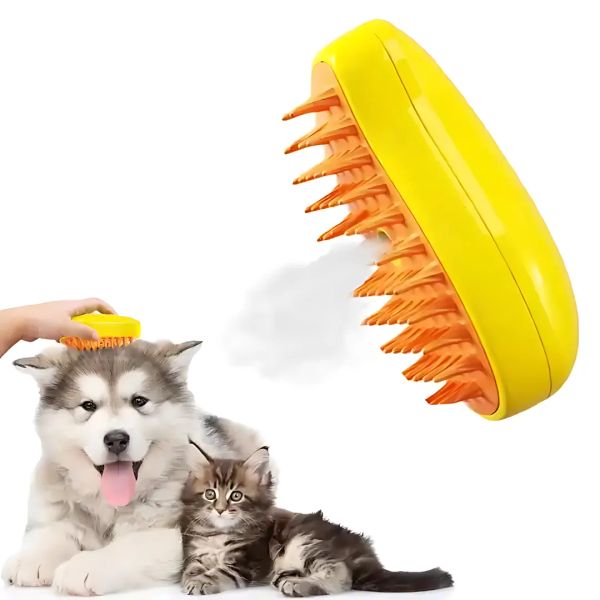 Tımar Buharlı köpek fırçası elektrik sprey kedi saç fırçası 3 in1 köpek vapur fırçası masaj evcil hayvan tımarlama karışık ve gevşek saçları çıkarma