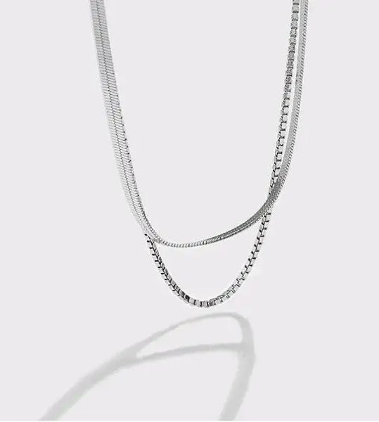 Кольца S925 Серебряная серебряная серебряная цепь Европейская и американская крутой стиль INS Нишевая змея DoubleLayer DoubleLayer Слоистые украшения для женщин