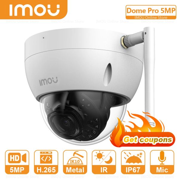 Telecamere iMou Dome Pro Outdoor WiFi Camera 5MP Metal 30m Night Vision 8xZoom IP67 IK10 Sorveglianza Telecamera di sicurezza con slot per schede SD Nuovo