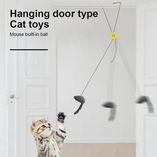 Toys Cat Toys Self -erregt hängende Tür Retractable Funny Cat Scratch Seil Maus Interaktive Spielzeugkatze Pet Cat Toys Lieferungen
