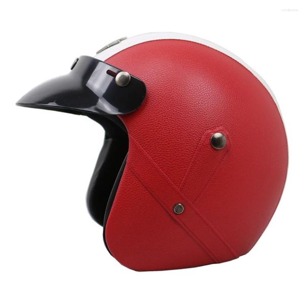 Motorradhelme rot grün atmungsaktive Kopfschutzkleidung mit offenem Gesicht Biker Lederhelm Anti-Fall-Fall-Motocross-Ausrüstung