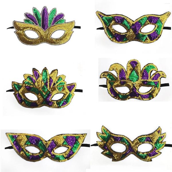 Partyversorgungen Mode Luxus Venezianer Masquerade Maske Frauen Mädchen sexy Augen für Kostüm Weihnachten Halloween Pailletten Pailletten