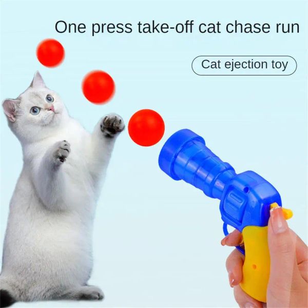 Toys Funny Cat Toys Interactive Teaser Cat Dog Ball Plush Shooting Gun Launcher Training Toy -Help Relief Gatto Giocatto