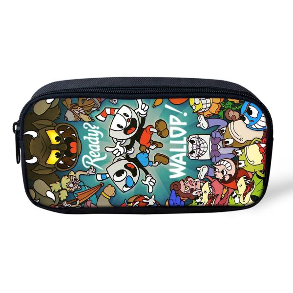 Casos Haoyun Hot Cuphead Game Mugman Student Pen Diter Bag Case para meninos para meninos Melhores presentes de presentes da escola Mochila