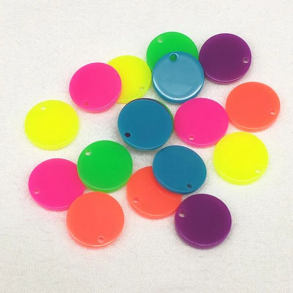 Ciondolo nuovo arrivo!15 mm da 100 mpcs ACRILICO Effetto neon solido fascino rotondo per parti fai -da -te fatti a mano, componenti di gioielli