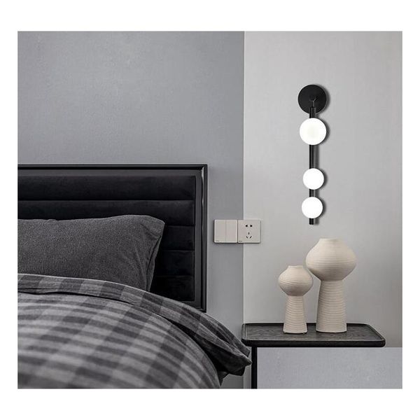 Lâmpadas de parede Artpad Golden Black Metal Sconce Vaidade Luz para Corredor Banheiro TV Antecedentes - Iluminação Decorativa Grike com G9 B Dhdka