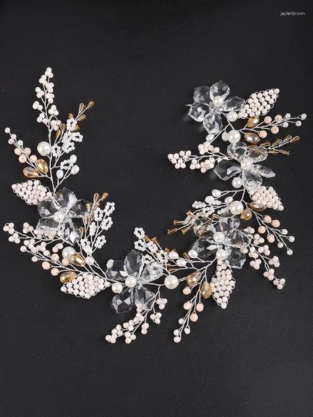 Cabeças de cabeceira prata Big Crystal Handmade Fand Wedding Jóias Pérola Acessórios para Cabelos de Cabelo