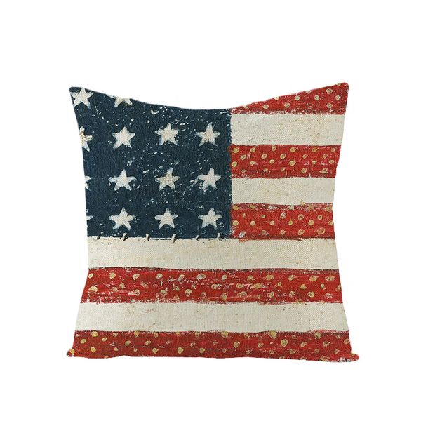 4. Juli Kissenbezüge 18x18 Throw Pillow Case Vintage American Flag Decoration Star Independence Day Schild Kissenbezirk Home Decor Baumwollwäsche für Sofa Couch