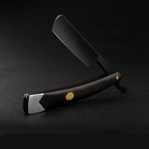 Blades VG10 Barbeiro de aço carbono barbeiro barbeador nítido já reto Razor para homens Ebony Handle Saco de faca de faca e cera G1229