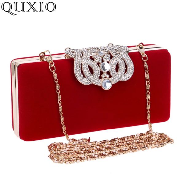 Embreagens de bolsas de embreagem de corrente de corrente de luxo para lady designer shinestone saco de bolsa de casamento vermelha diamante feminino Mini Party Party Bag XZQ06