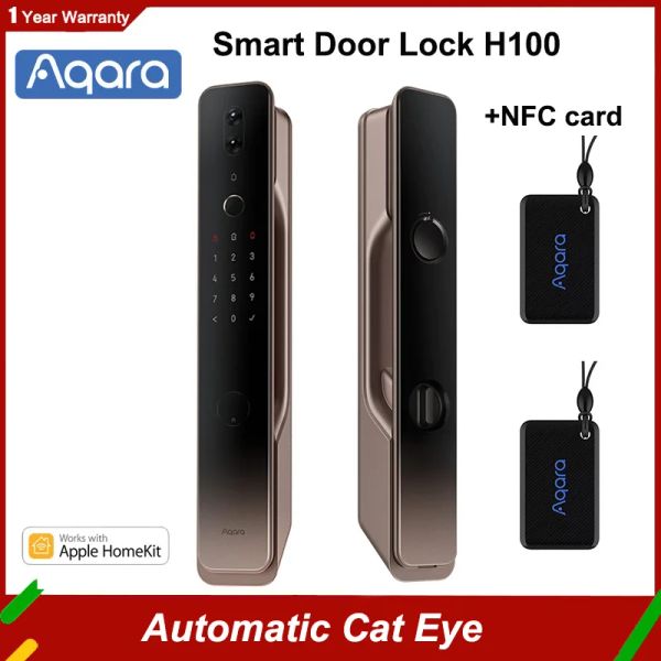 Controle aqara Smart Door Lock H100 Automático Olhos de gato ZigBee Body Light Sensor Light NFC Bluetooth Fidrens Unlock Desbloquear Homekit AQARA APP