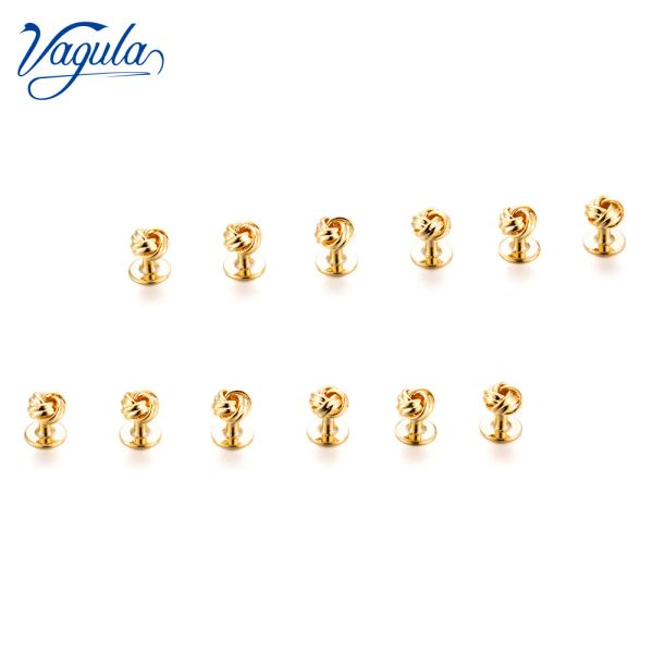 Links Vagula 12pcs Tuxedo Halskopf Knotenhülsenknopf Uniform Hemd Bolzen Top Luxury Marke Bonito Spinki Gemelos Cufflink 2631