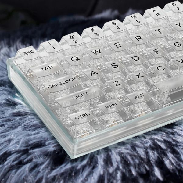 Accessori 140/82 Chiave Clear KeyCaps Cherry OSA Profile Black Transparent PC KeyCap RGB retroilluminato per la tastiera dei giocatori meccanici wireless al 60%