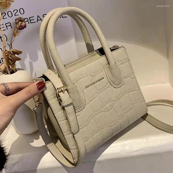 Bolsas de ombro Vintage Stone Crossbody Padrive Small PU couro para mulheres 2024 Bolsas de bolsa de inverno e bolsas