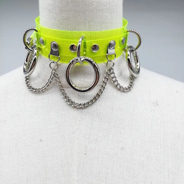 Colares Mulheres Moda Punk Cara Colar Handmade Neon Green Neon Rosa Colar Chain de Chain Sexy Harajuku