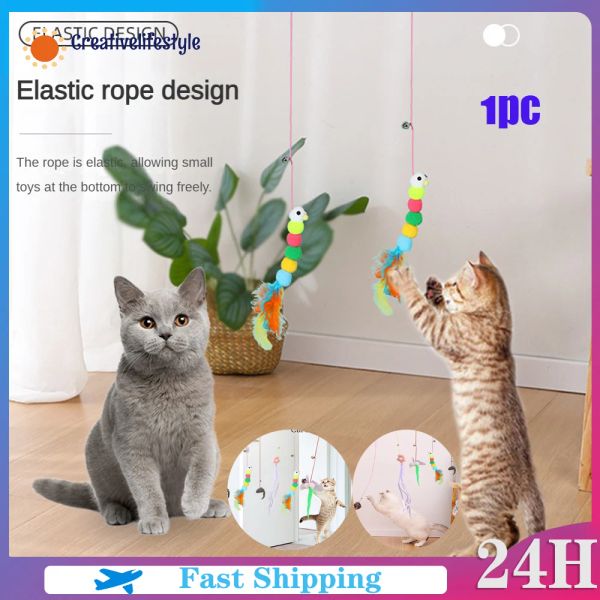 Toys Cat Toy Sticky Disc Interaction Toy Swing Elastic Hanging Door Long Seil necken Katzenspielzeug lustige Selbsthey -Katzenzubehör