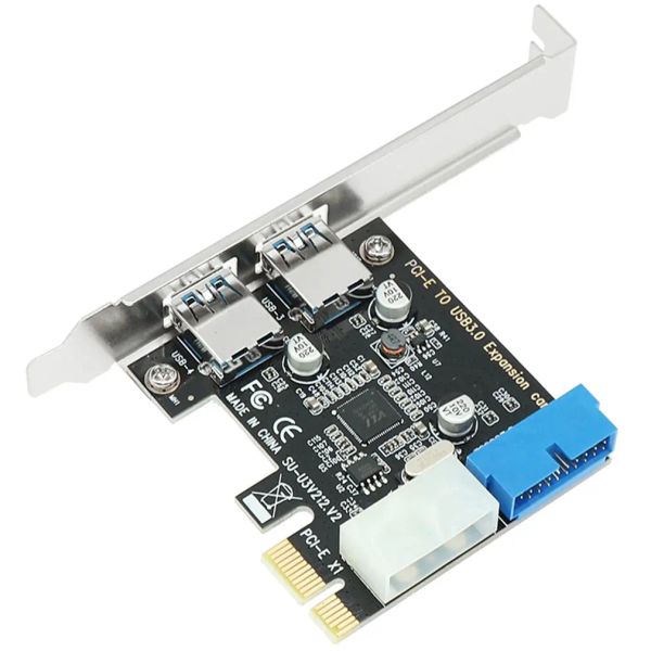 Cartas USB 3.0 Adaptador de Card de Expansão PCIE 2 Porta USB3.0 Hub interno 19pin 19 pinos Cabeçalho USB 3 para PCIE PCI Express Adapter Card