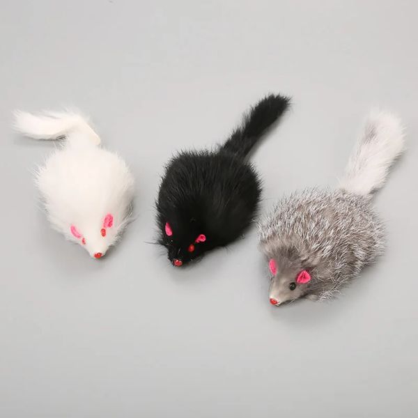 Spielzeug 18 cm Falsch Maus Katzen Haustier Spielzeug Katze Langhaare Schwanzmäuse Weiche echte Kaninchenfell pelzige Plüsch -Katzenspielzeug für Haustierkatzen Hunde