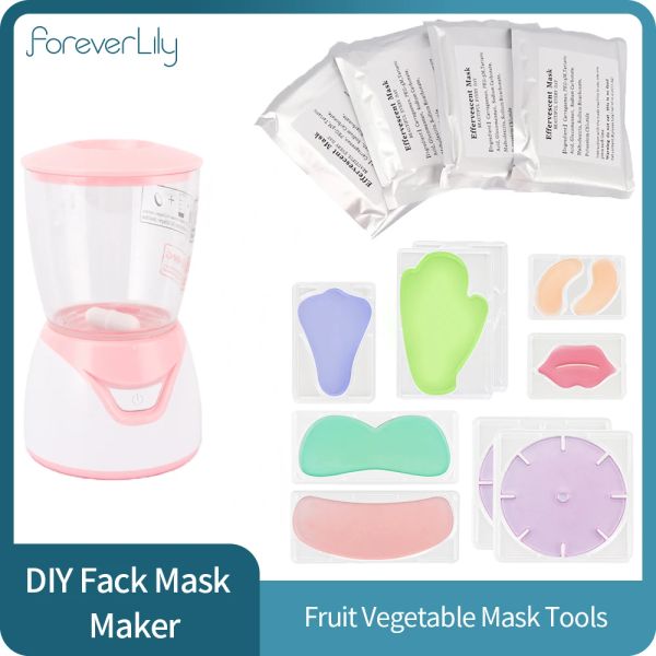 Mini Mini automático Diy Diy Colágeno Natural Fruit Facial Mask Machine Machine Brush com 10pcs Plástico Máscara facial reutilizável molde