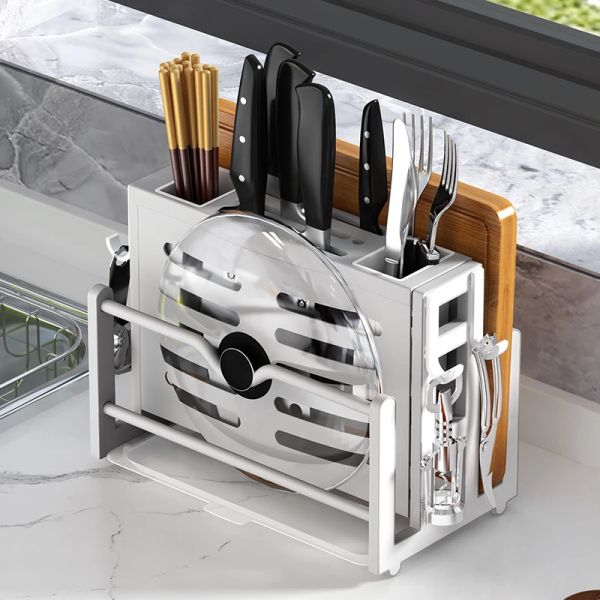 Puntaggio Multi Functional Cowpping Rack Porta coltellino Porta di portamette per cartoline da cucina Copertina di copertura in cilindro