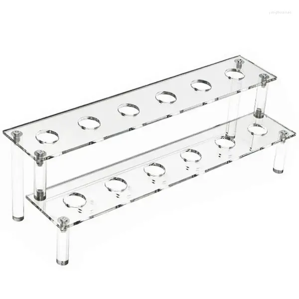 Placas decorativas de acrílico Stand Stand Clear Display Duas-camadas de design de camada dupla Organizador de desktop para sobremesas de saladas e aperitivos